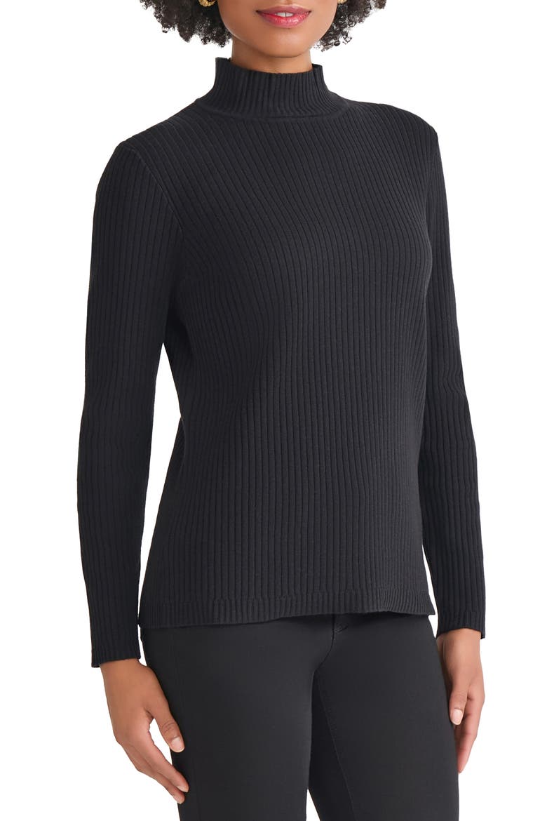 Rib Short Sleeve Sweater, Alternate, color, JONES BLACK