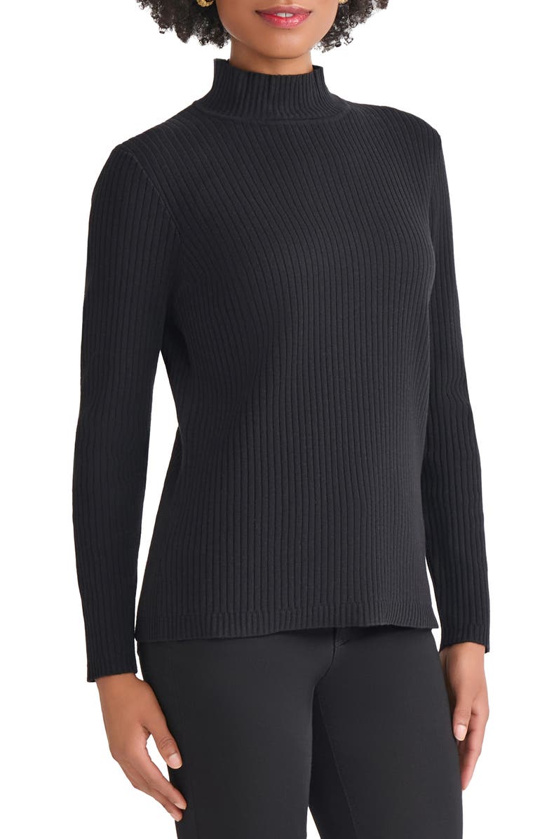 Jones New York Rib Short Sleeve Sweater, Alternate, color, Jones Black