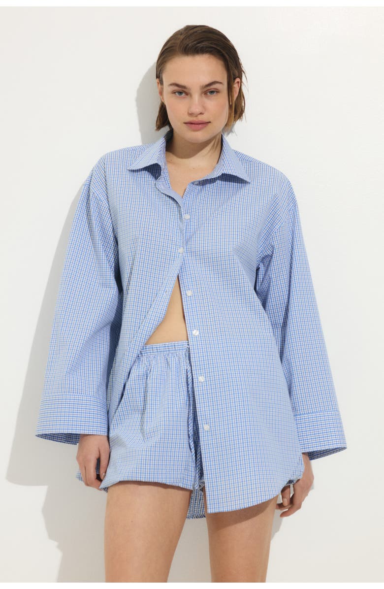 H&M Oversized beach shirt, Main, color, Blue/Checked