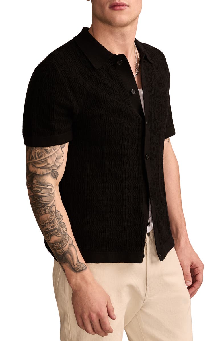 Lucky Brand Textured Button-Up Polo Sweater, Alternate, color,