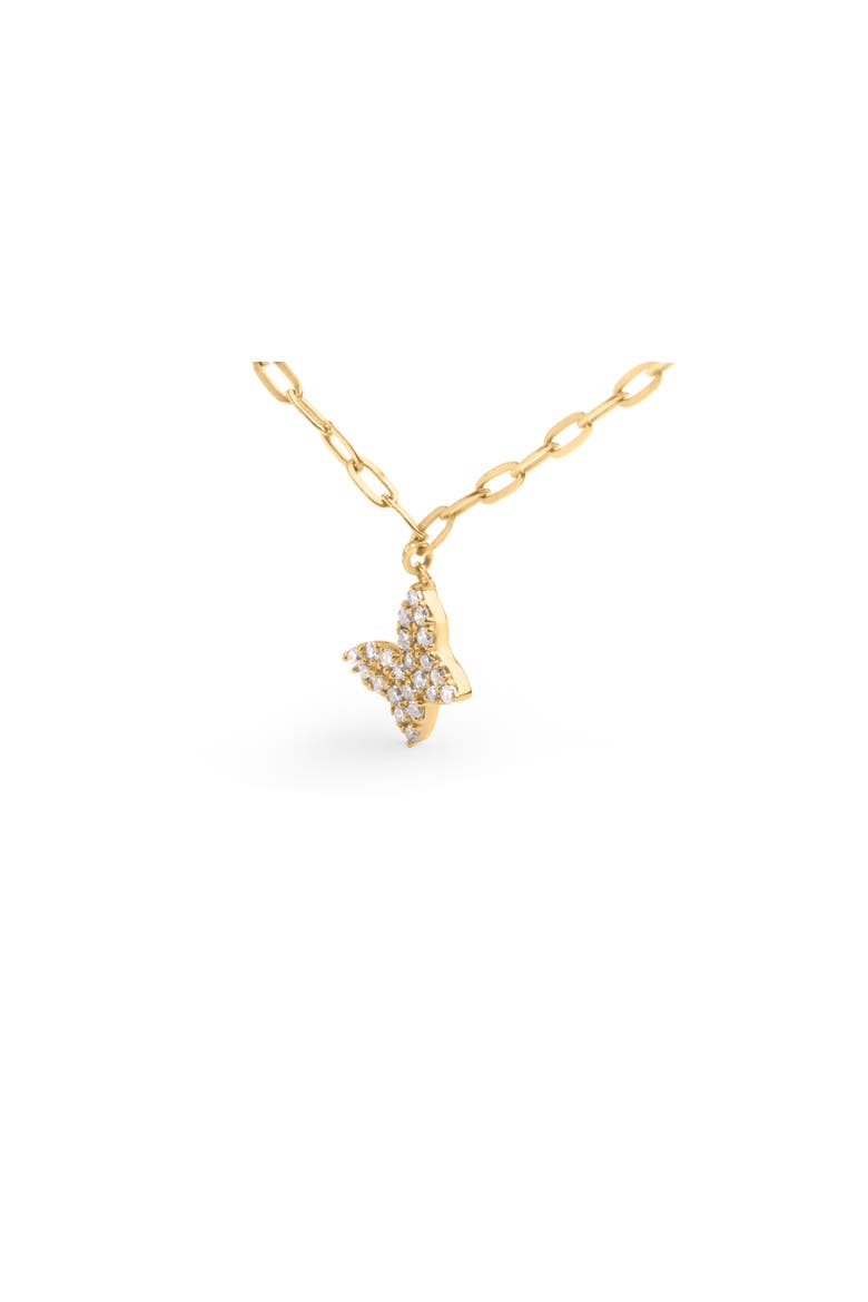 14KT Yellow Gold 1/2 Cttw Diamond Butterfly Station Paperclip Station Necklace, Alternate, color, Yellow