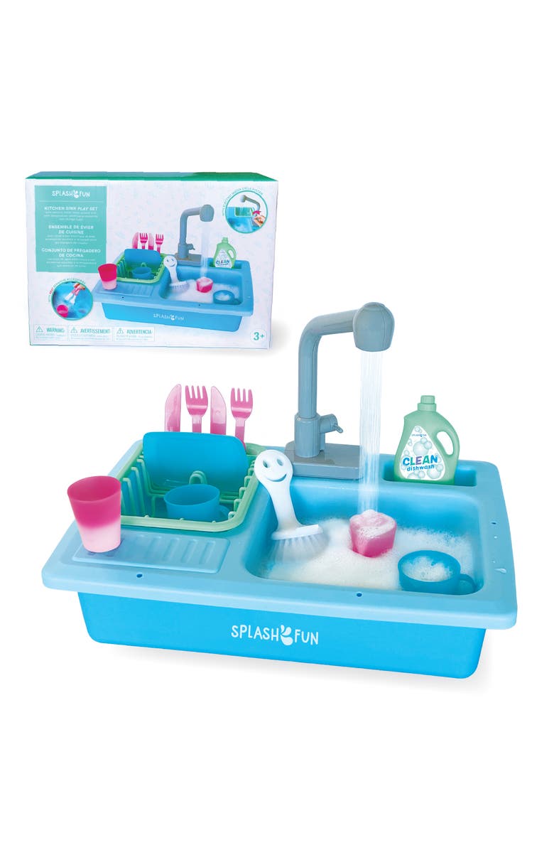 Splash Fun Splashfun Washup Kitchen Sink Playset W/ Running Water, Alternate, color, Multicolored