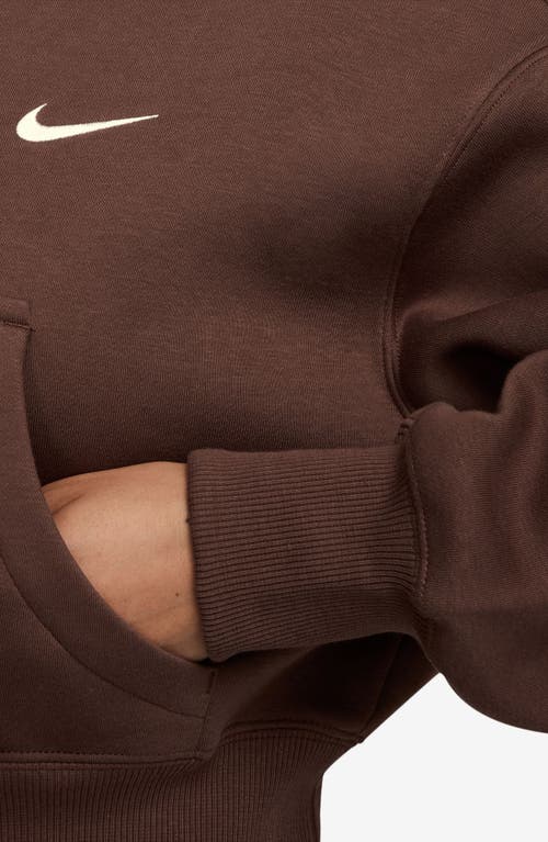 Nike Phoenix Relaxed Fit Cotton Blend Fleece Hoodie In Brown