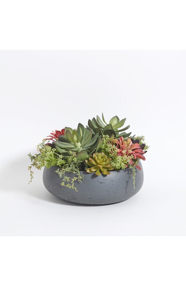 CG Hunter Round Artificial Succulent Arrangement, Gray Planter, Alternate, color, Grey