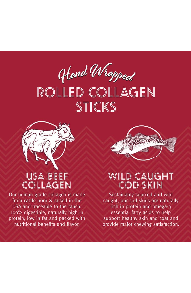 ICELANDIC+ Beef Rolled Collagen Stick with Wrapped Fish 4" Dog Treat, Alternate, color, 
