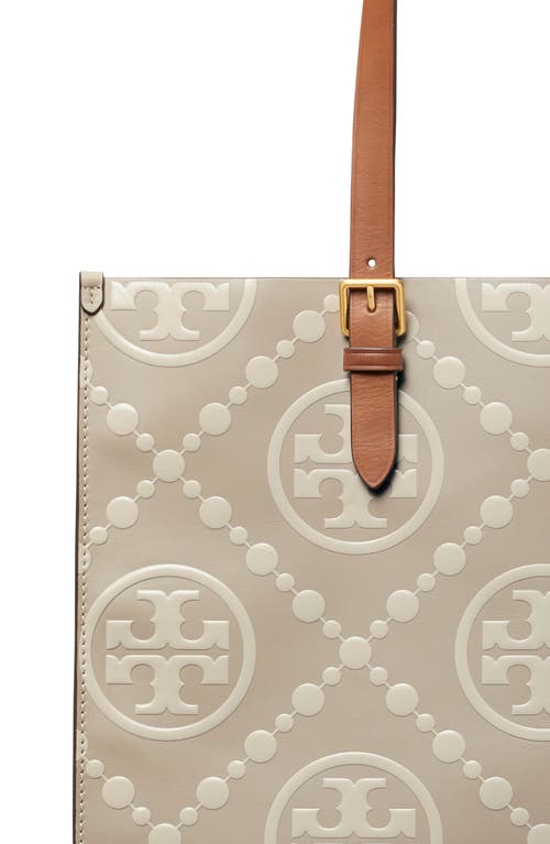 Tory Burch T Monogram Contrast Embossed Leather Tote In Brown