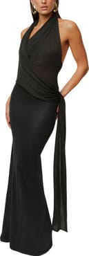 JLUXLABEL Miranda Draped Asymmetric Halter Neck Dress