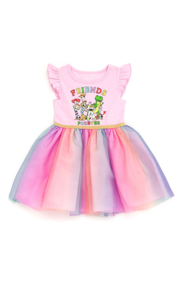 Disney Toy Story Short Sleeve Tutu Dress, Main, color, Pink Rainbow