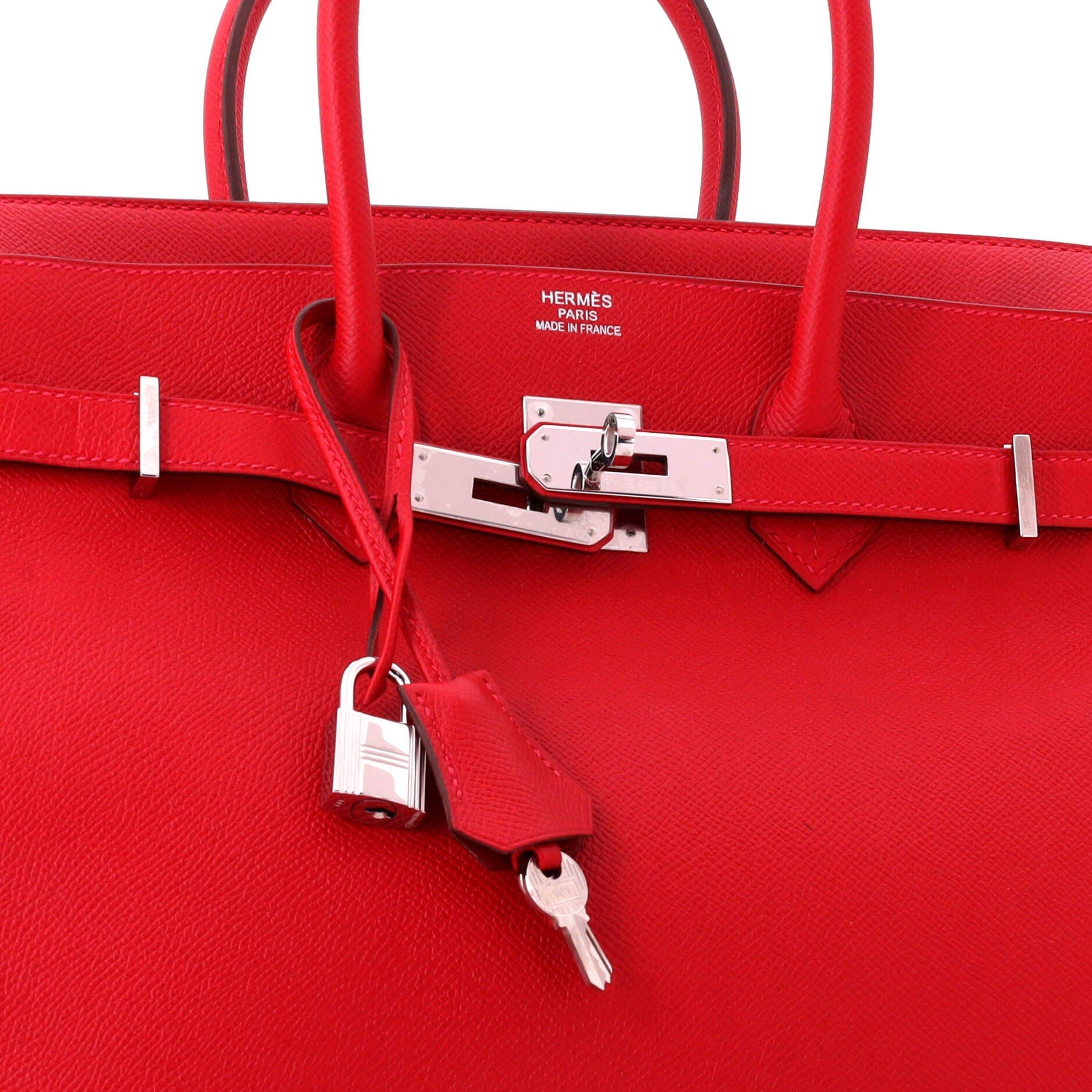 Birkin Handbag Red Epsom with Palladium Hardware 35, Alternate, color, Rouge Casaque