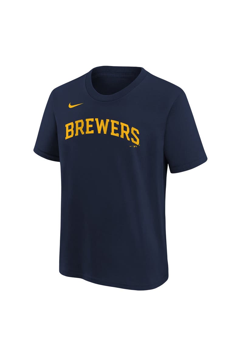 Youth Nike Christian Yelich Navy Milwaukee Brewers Name & Number T-Shirt, Alternate, color, Navy