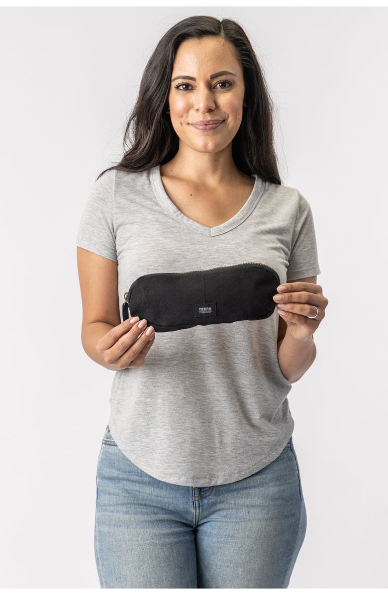 Terra Thread Organic Cotton Pencil Bag, Alternate, color, Ivory Black