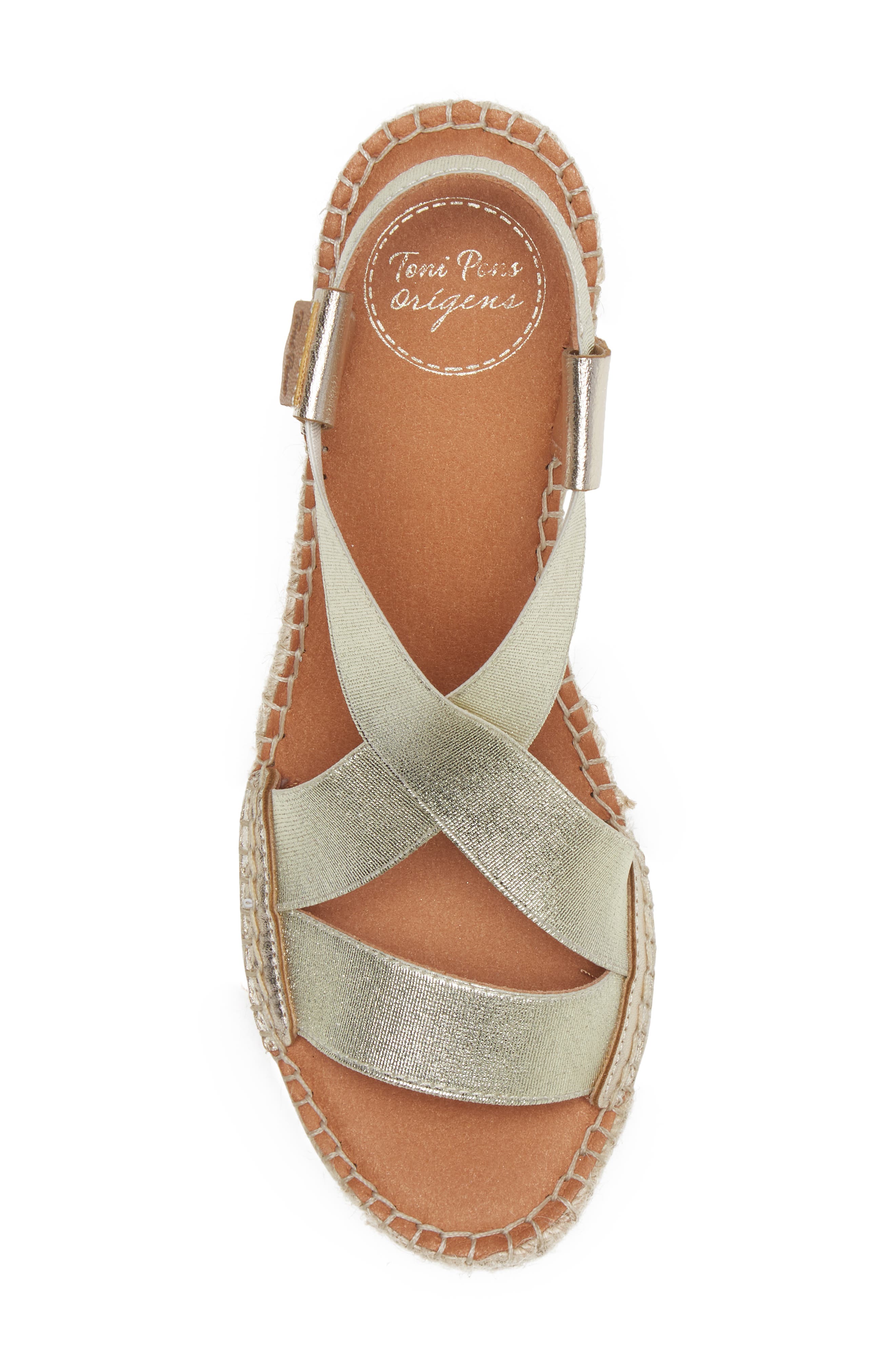 Toni Pons Tura Espadrille Wedge, Alternate, color, Platinum Leather