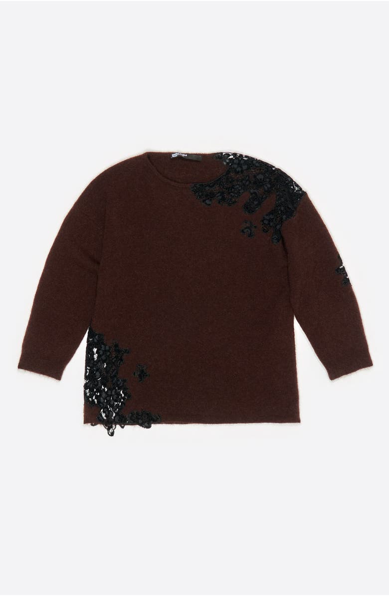 Bimba y Lola Lace Sweater, Alternate, color, Dark Brown