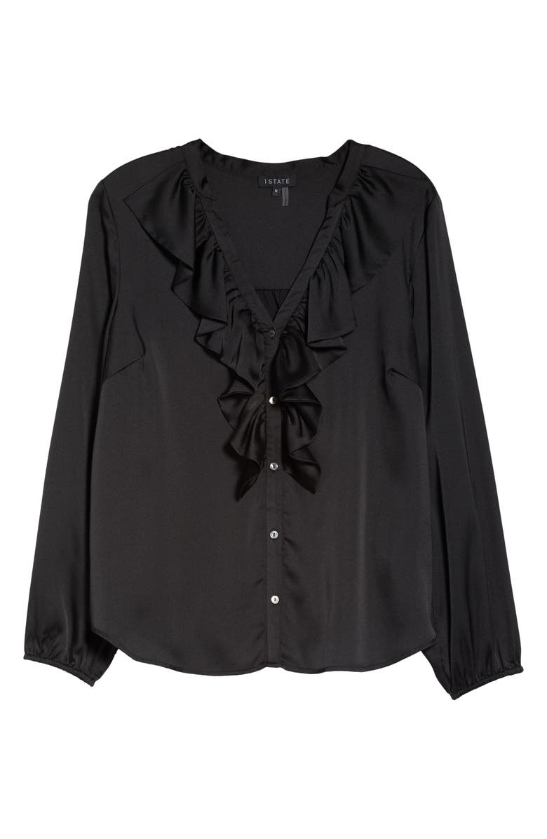 1.STATE Ruffle Neck Button-Front Blouse, Alternate, color, 