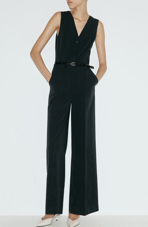 Pinstripe Sleeveless Jumpsuit