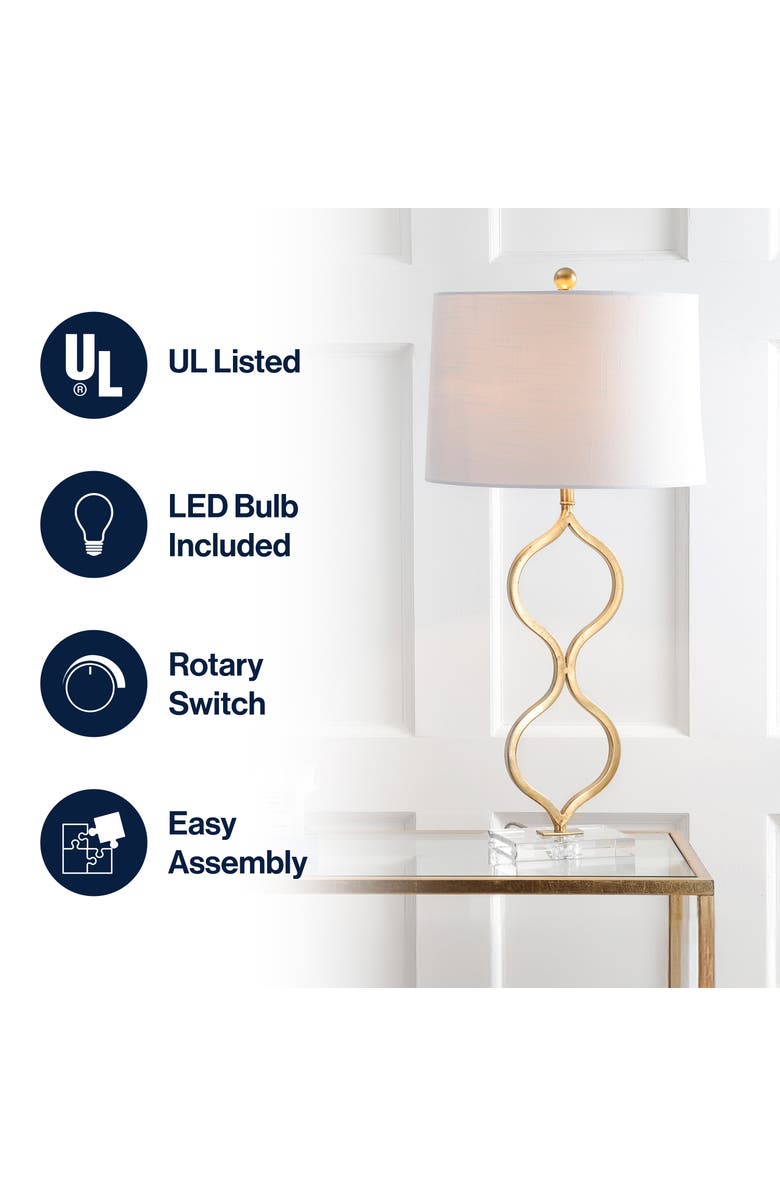 JONATHAN Y Levi 31.5" Metal/Crystal LED Table Lamp, Gold Leaf, Alternate, color, Gold