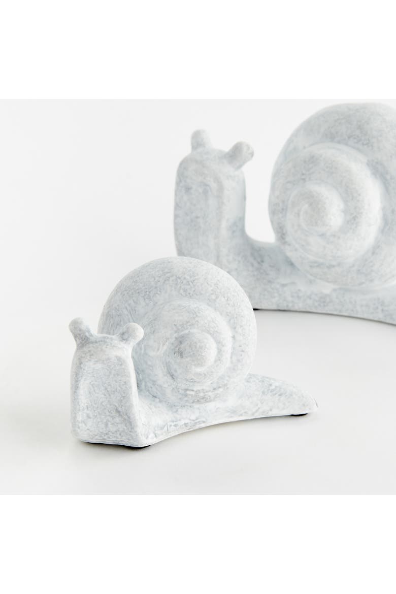 Serene White Concrete Snails Set of 2, Alternate, color, White