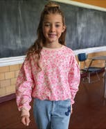 Lands' End Girls Crew Neck Embroidered Sweatshirt