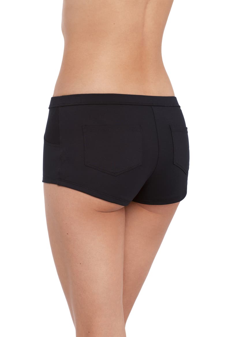 Hip Hugger Shorty Swim Shorts, Alternate, color, BLACK