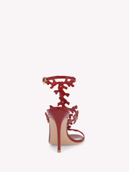 Gianvito Rossi Red Cut-out Ankle-strap Heels In Burgundy