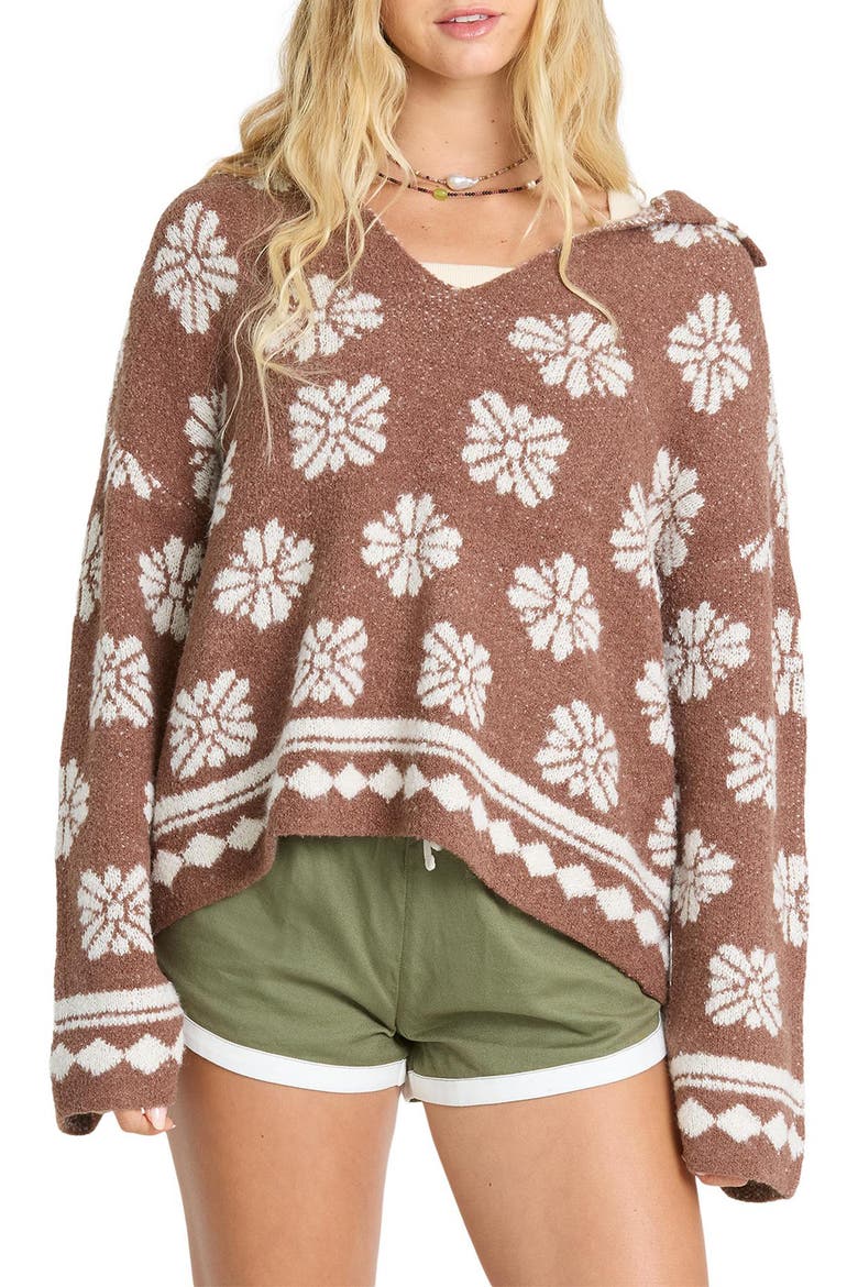 Early Days Oversize Intarsia Floral Sweater, Main, color, ESPRESSO