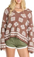 Billabong Early Days Oversize Intarsia Floral Sweater