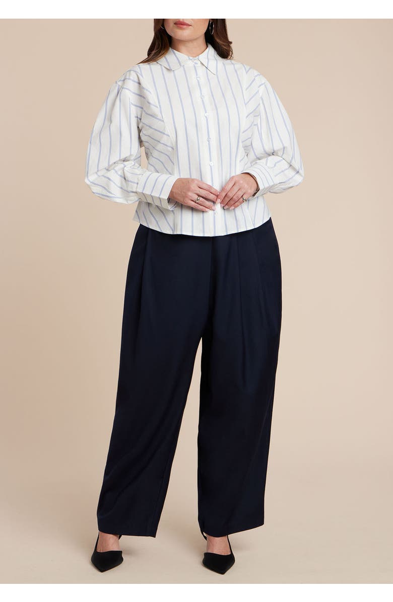 ELOQUII Pleated Straight Leg Trouser, Alternate, color, Navy