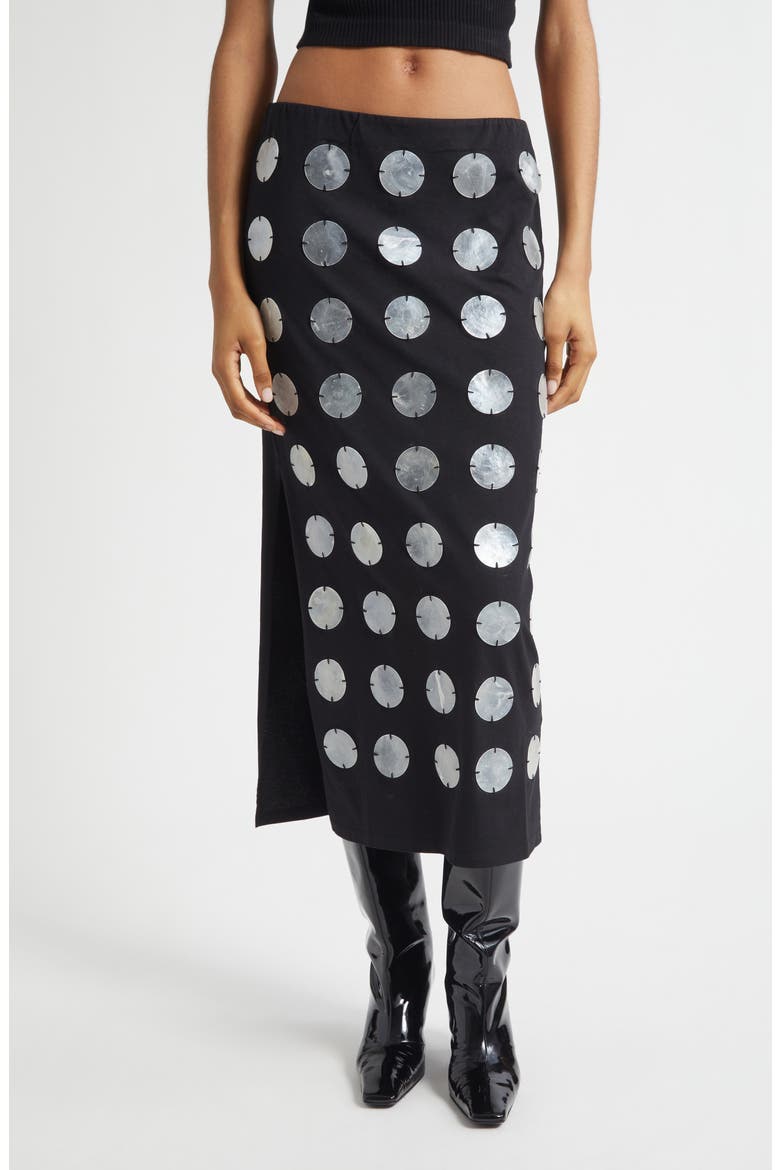 Mother-of-Pearl Paillette Skirt, Main, color, BLACK