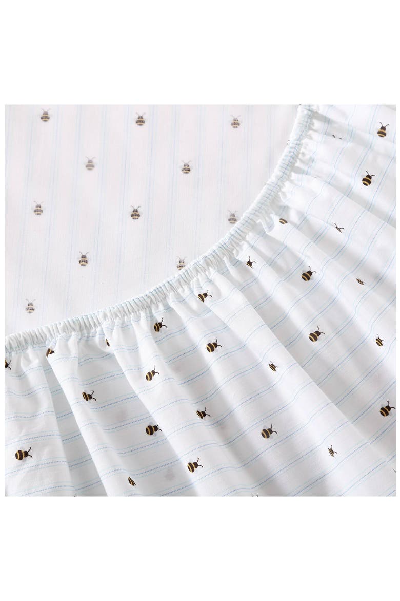 Bumble Bee Print 200 Thread Count Cotton Percale Sheet Set, Alternate, color, WHITE