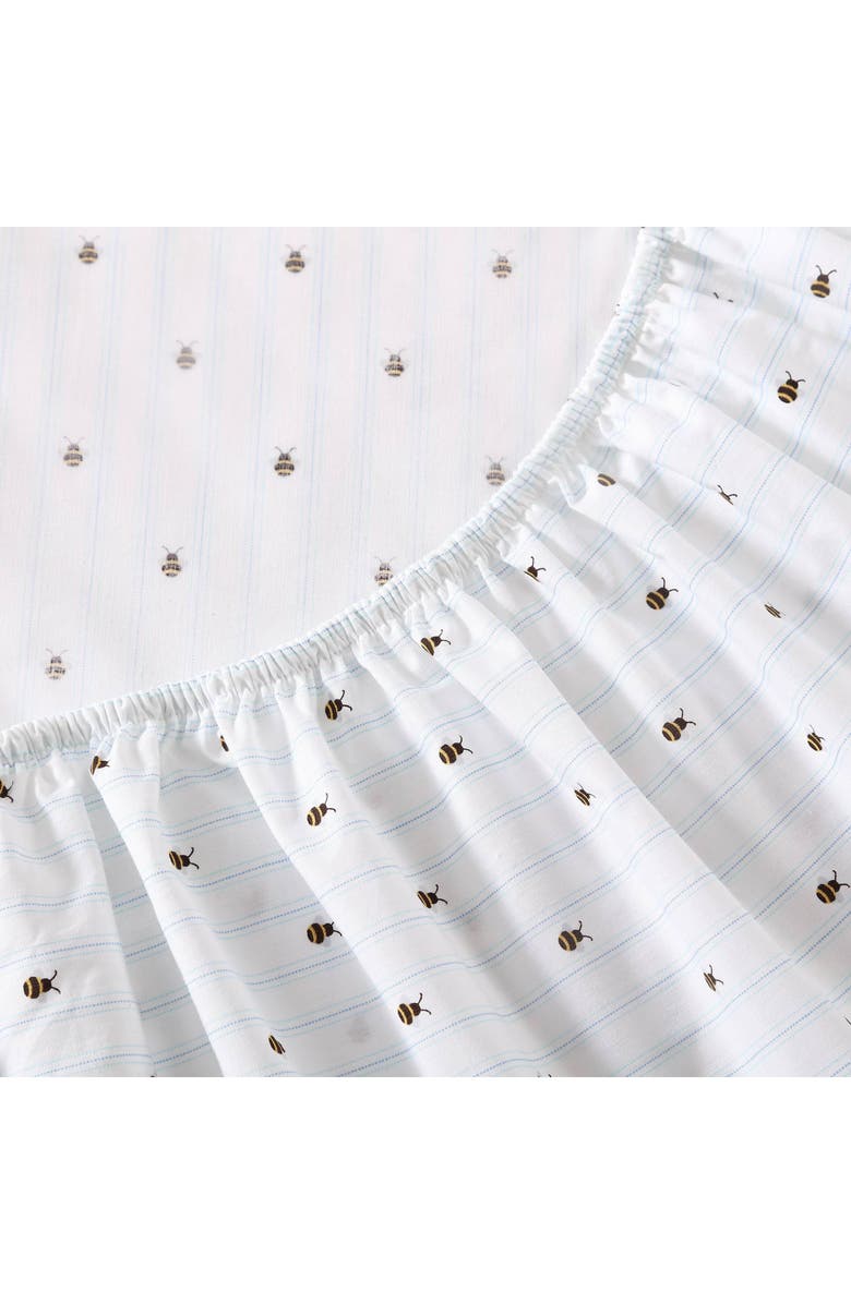 POPPY AND FRITZ Bumble Bee Print 200 Thread Count Cotton Percale Sheet Set, Alternate, color, White