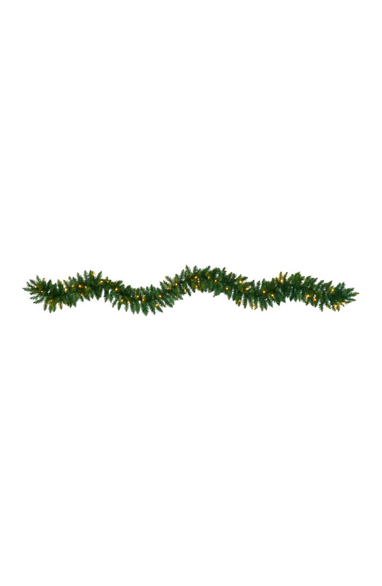 NEARLY NATURAL 9-ft Christmas Pine Artificial Garland with 50 Warm White LEDs Lights, Main, color, Green