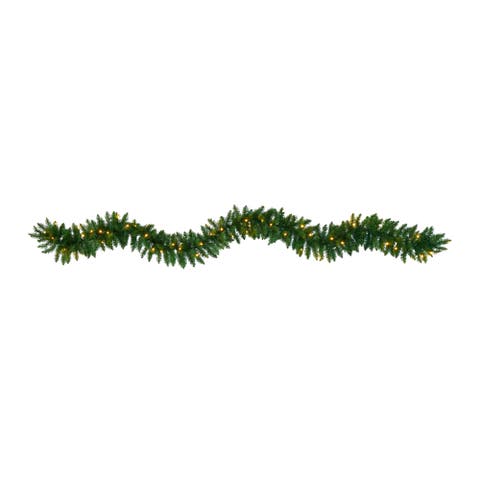 9-ft Christmas Pine Artificial Garland with 50 Warm White LEDs Lights