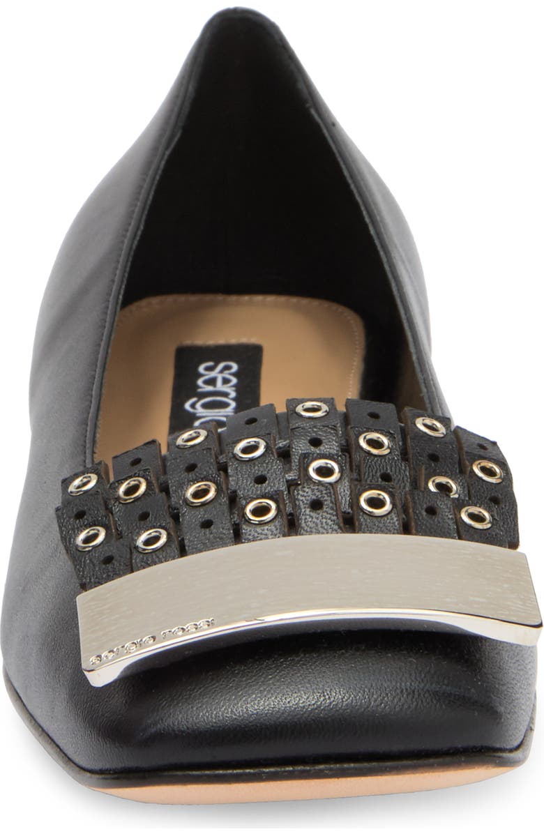 Sergio Rossi Grommet Fringe Flap Ballerina Flat, Alternate, color,