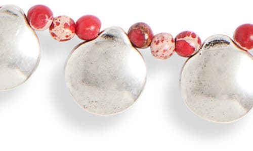 Isabel Marant Beaded Brass Necklace Stud Detailing In Rio Red/silver