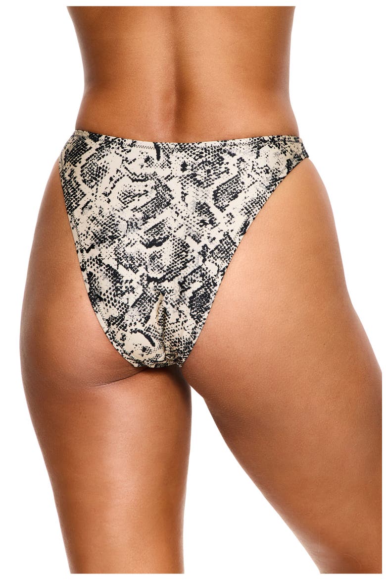 Silky Python High Waist High Leg Bikini Bottom Swimsuit, Alternate, color, Black-Snake