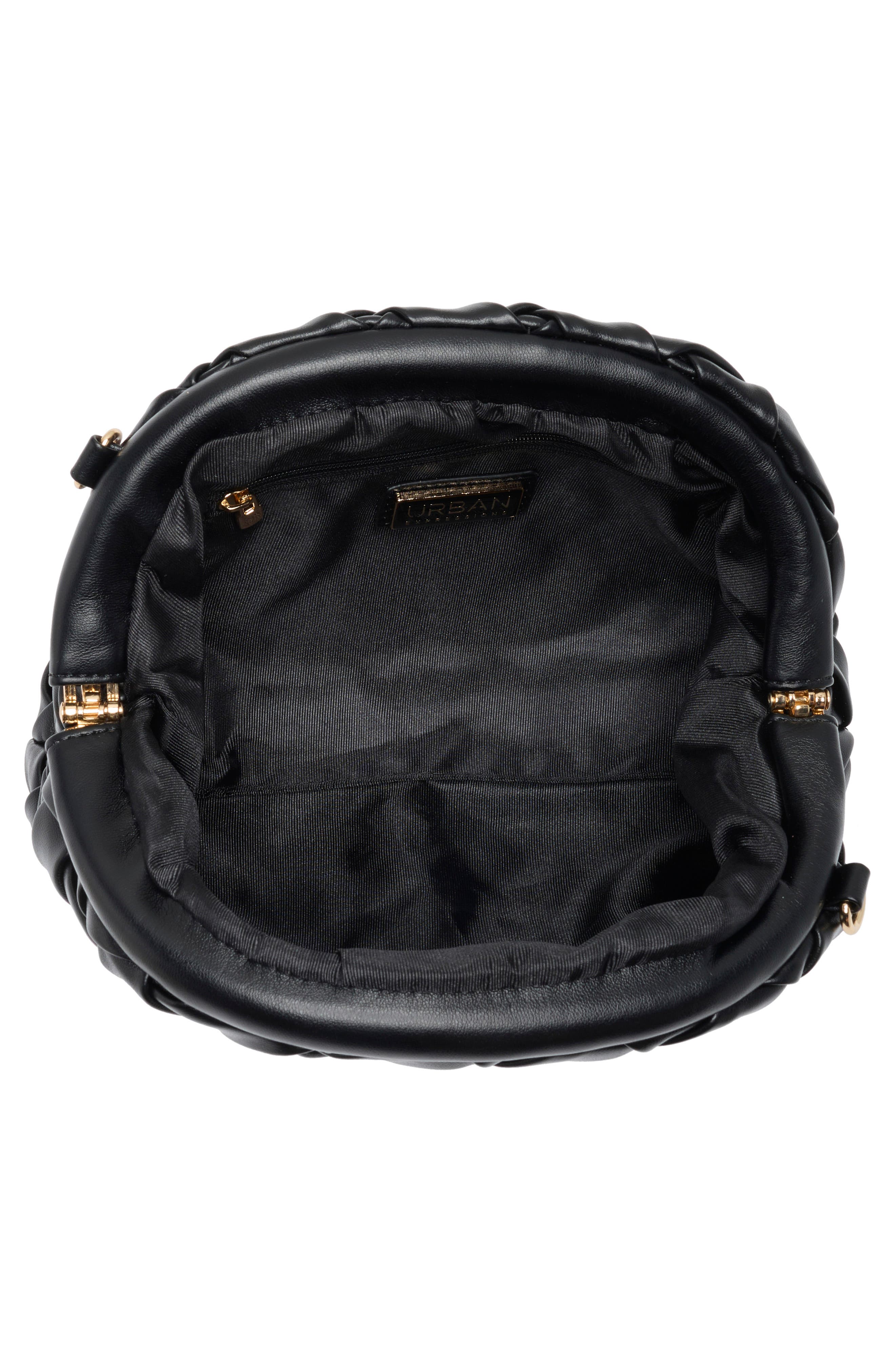 URBAN EXPRESSIONS HANDBAGS Woven Faux Leather Clutch, Alternate, color, Black