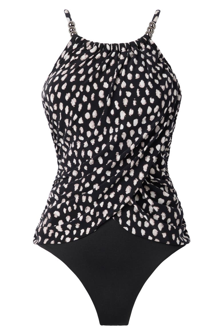 Pebbles Lisa Underwire One-Piece Swimsuit, Alternate, color, BLACK/ WHITE