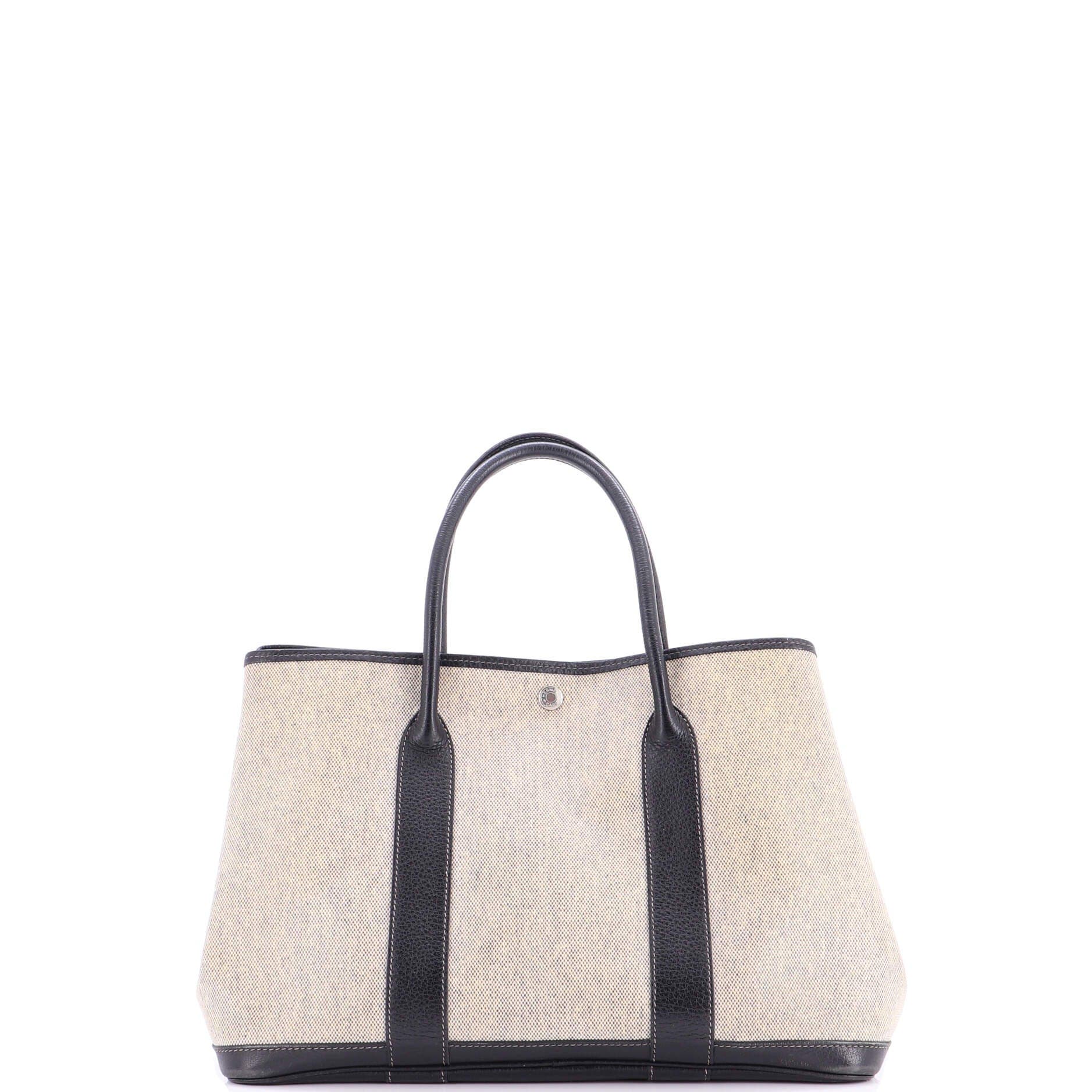Pre-Owned Hermes Garden Party Tote Toile and Leather 36, Alternate, color, Noir