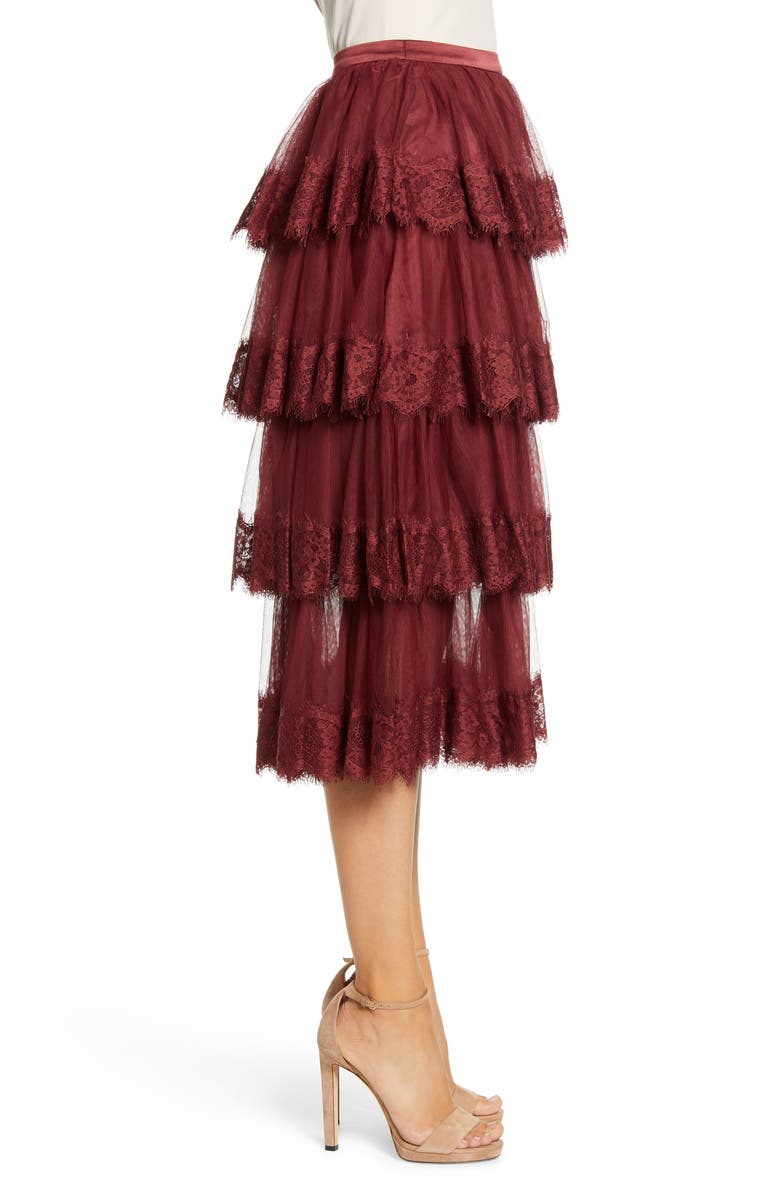 Rachel Parcell Lace Trim Tiered Mesh Skirt, Alternate, color, 