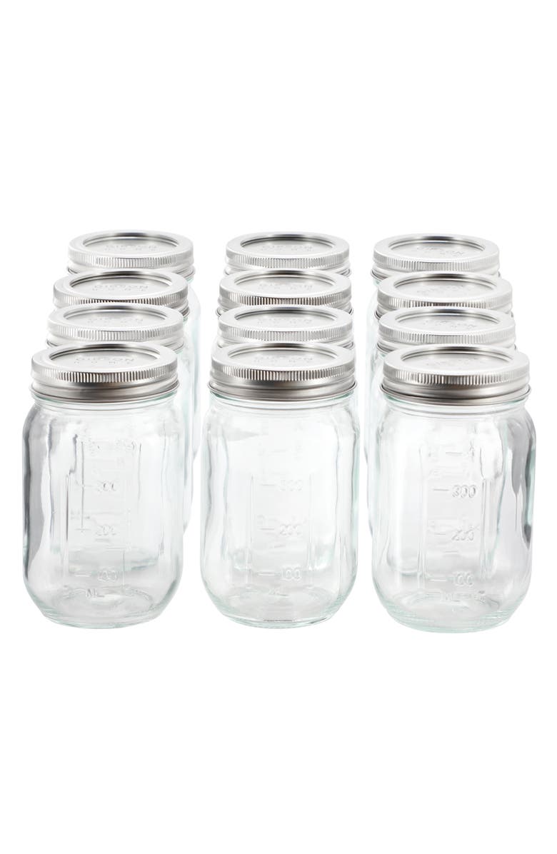 Gibson Home Market Preserves 12 Piece 16 Ounce Glass Canning jars with Lids and Bands, Main, color, Clear