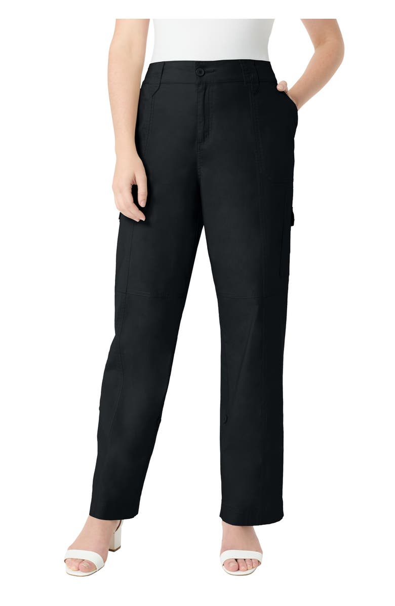 Roaman's Petite Plus Size Convertible Cargo Pants, Main, color, Black