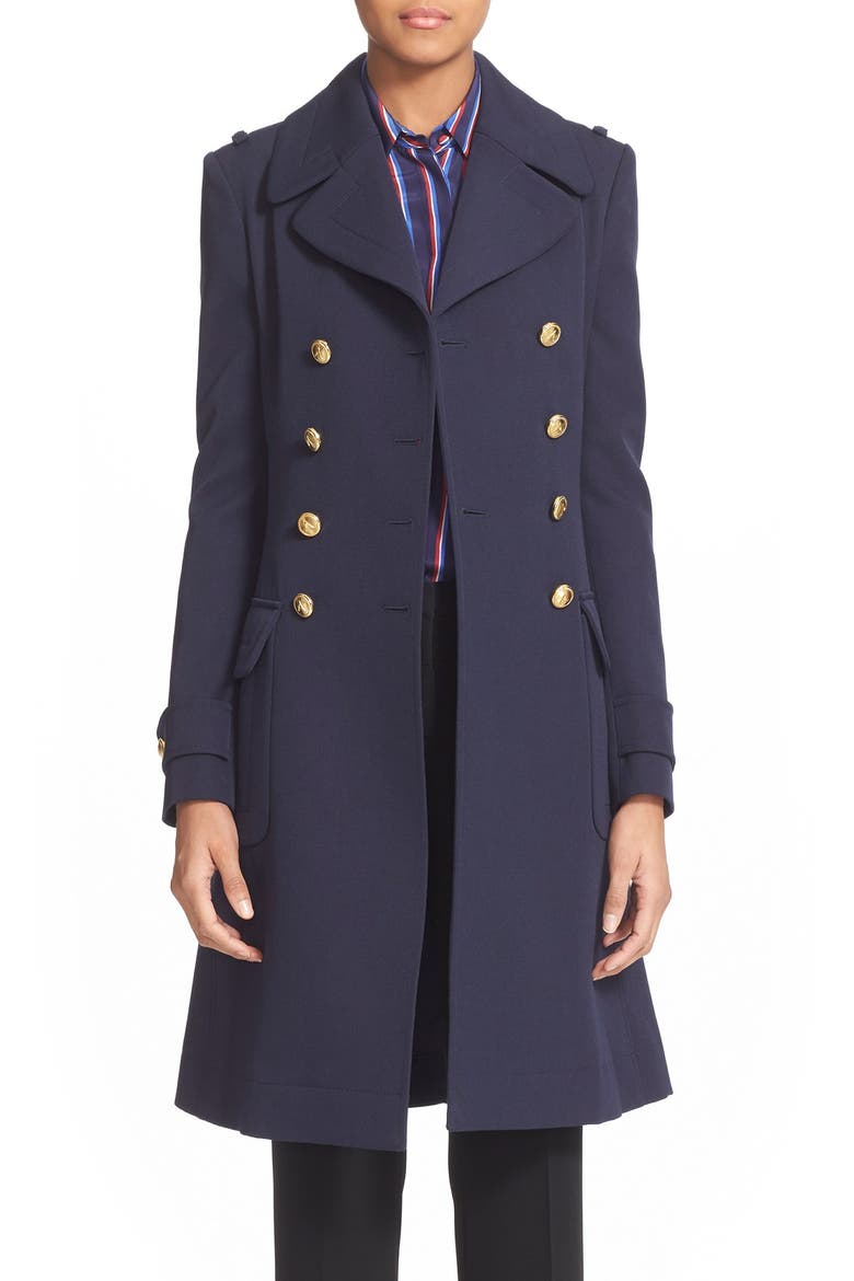 'Baker' Wool Military Coat, Main, color, NAVY