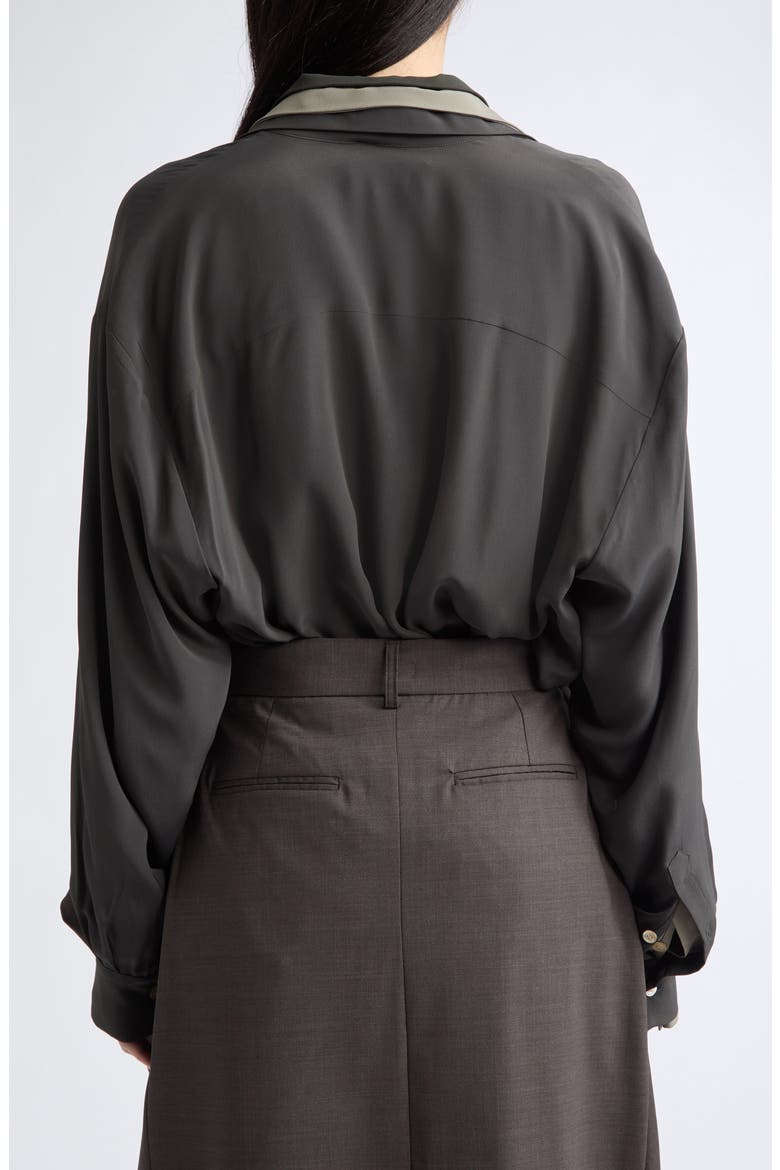 Georgette Triple Layered Look Button-Up Shirt, Alternate, color, SAGE GEORGETTE TRIPLE COMBO