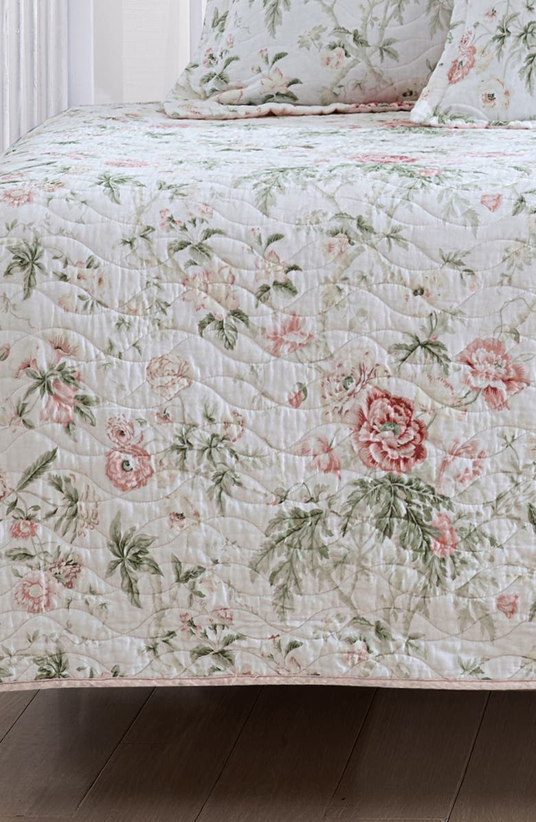 Laura Ashley Lindy Botanical Cotton Duvet Set, Alternate, color, Pink Green