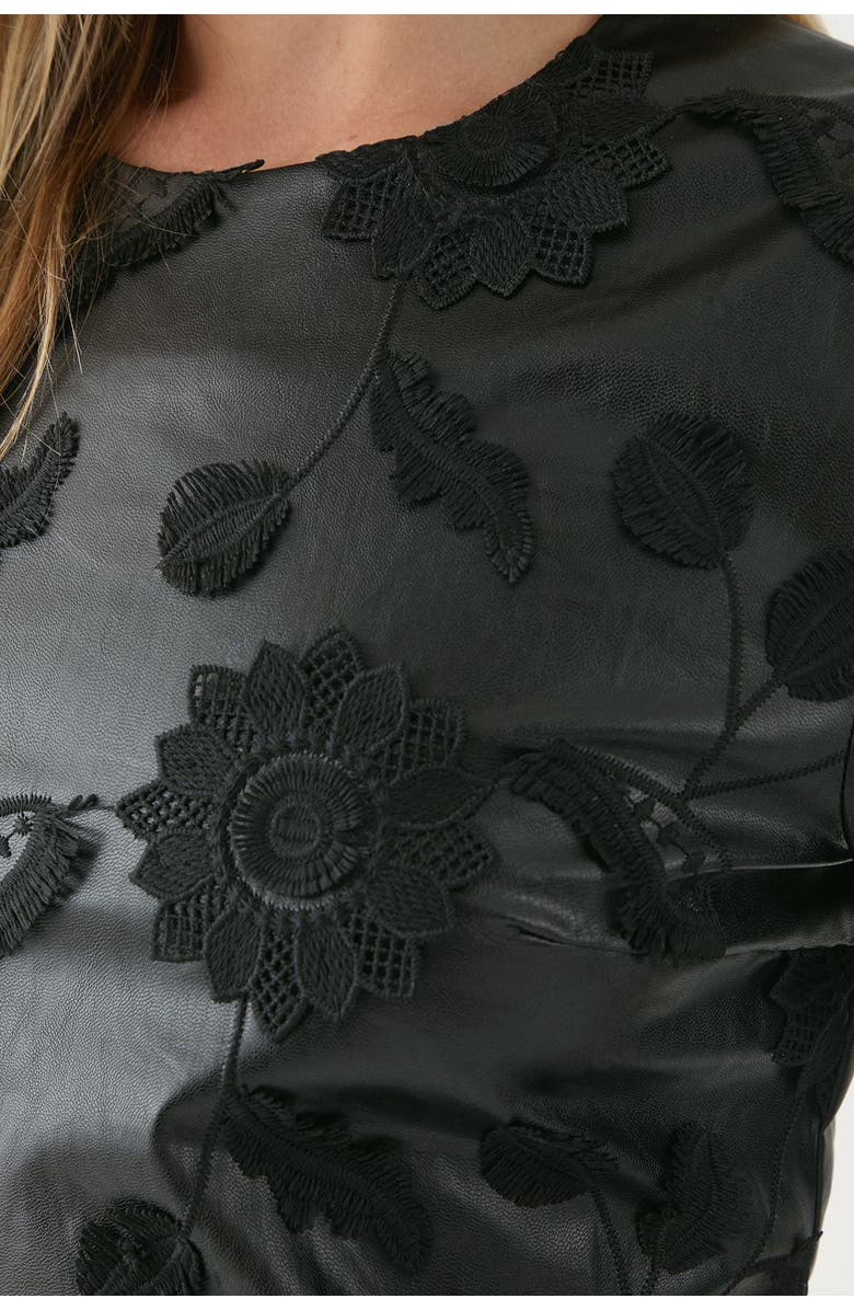 MissPap Embroidered Long Sleeve Mini Dress, Alternate, color, Black