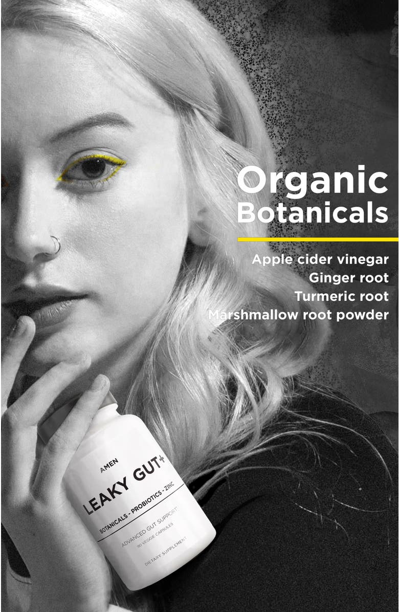 Codeage Amen Leaky Gut L-Glutamine, Probiotic & Prebiotic Supplement, Alternate, color, White