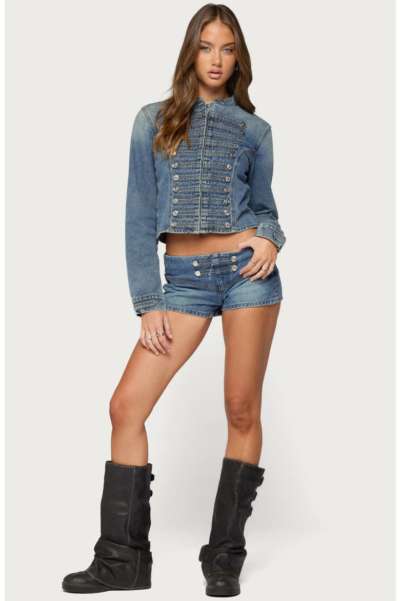 Jazzy Low Rise Denim Shorts, Alternate, color, LIGHT-BLUE-WASHED