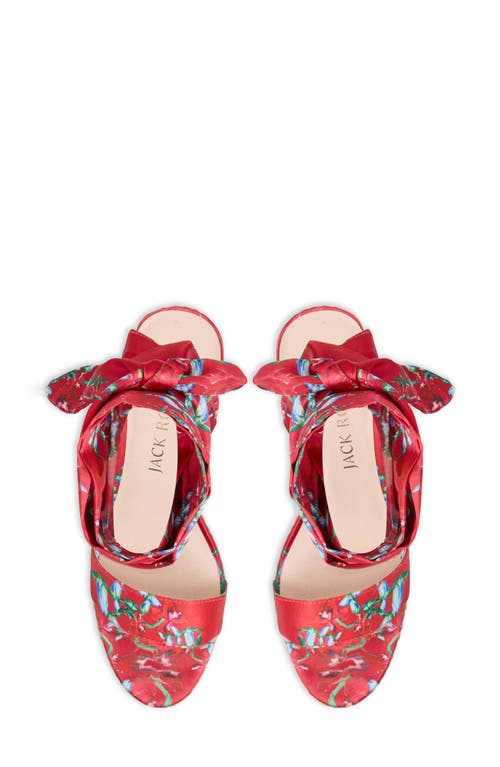 Jack Rogers Deirdre Ankle Wrap Wedge Sandal In Fire Red Multi