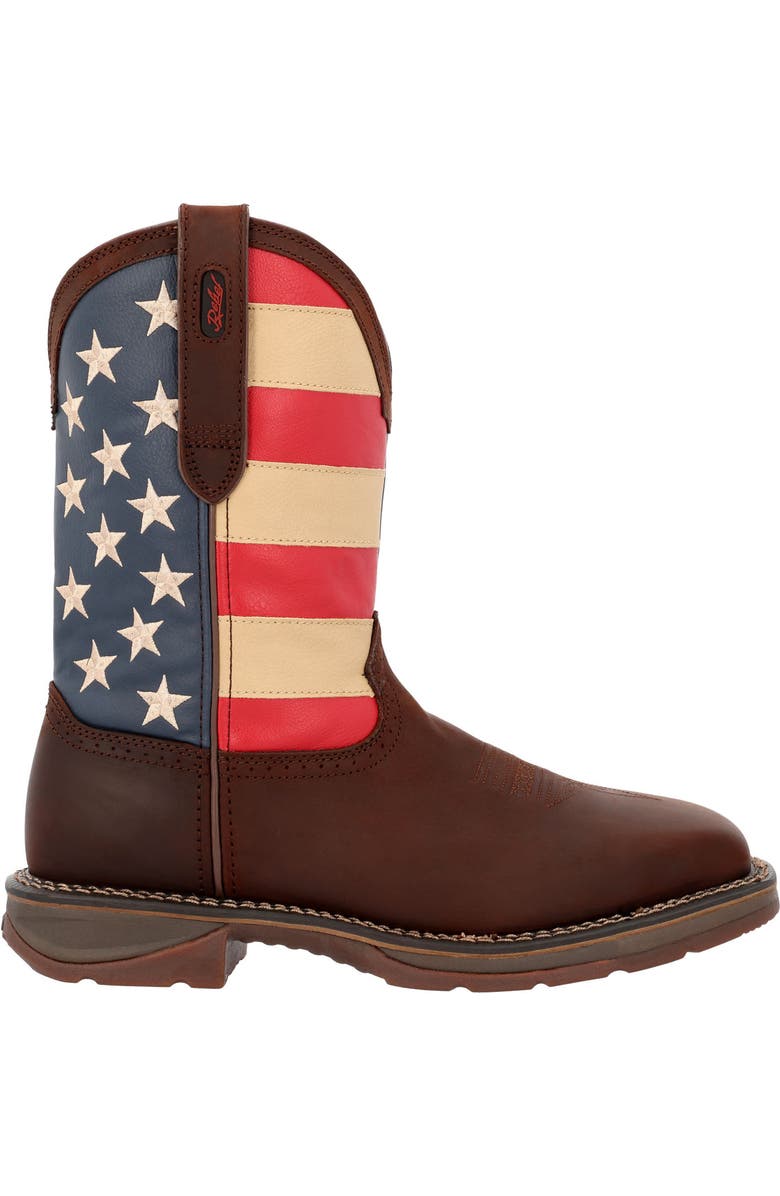 DURANGO Patriotic Steel Toe Work Boot, Main, color, Dark Brown And Union Flag