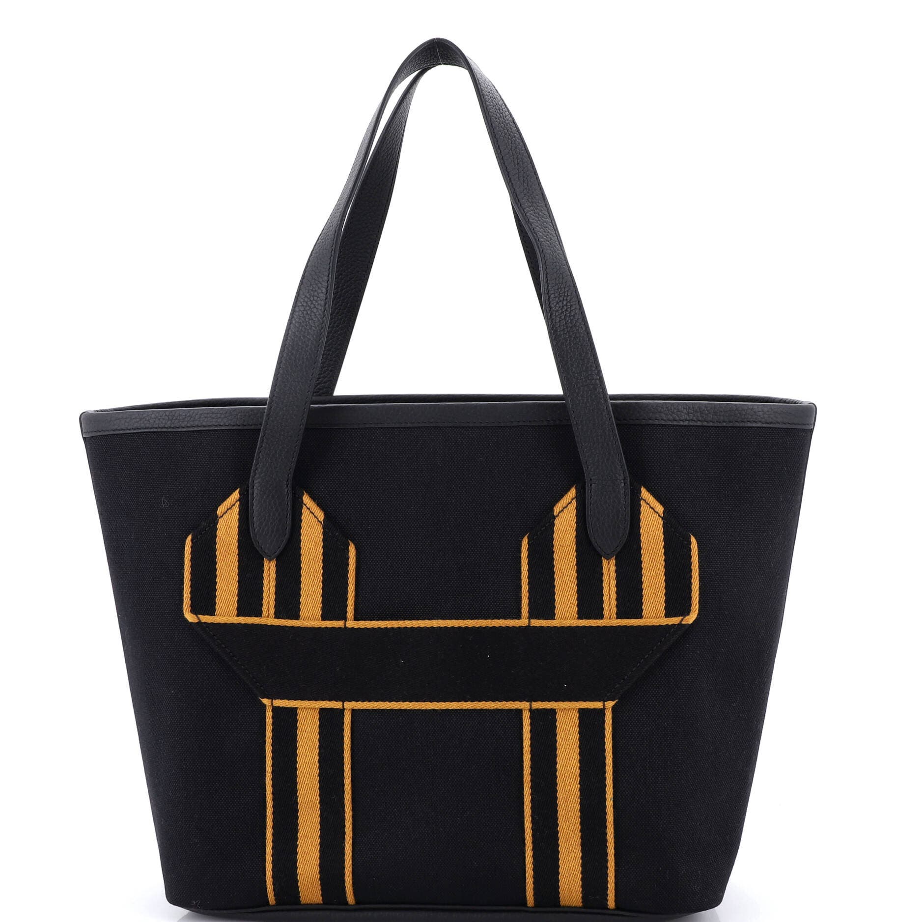 Pre-Owned Hermes Pursangle Tote Canvas with Leather, Main, color, Noir